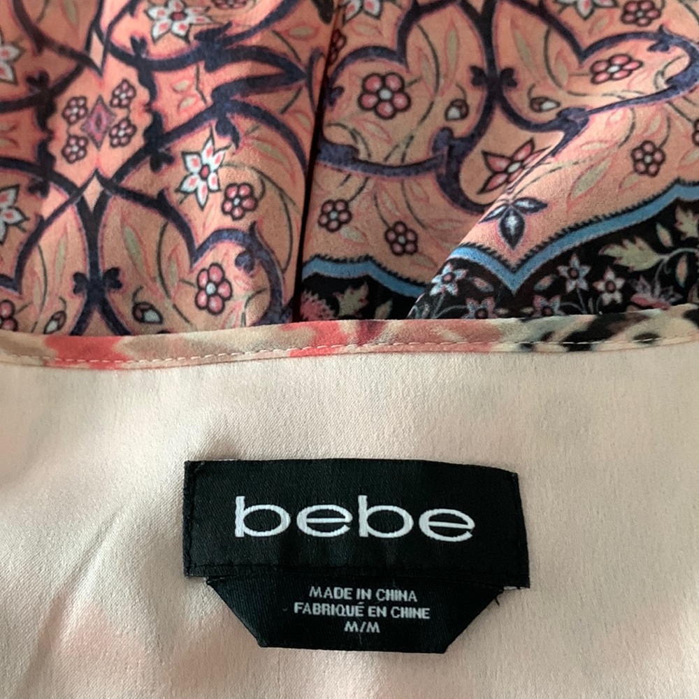 Bebe baby doll dress pink, cream, tan. Size M - Picture 7 of 7